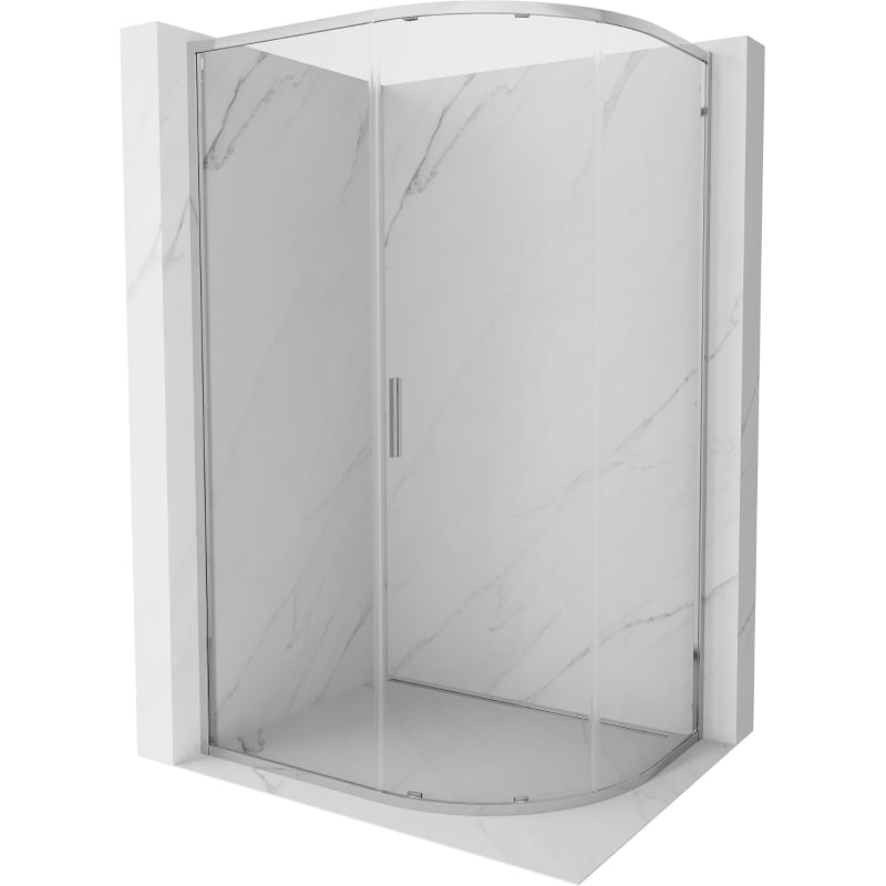 Mexen Exo asymmetrische halbrunde Duschkabine 100 x 80 cm, transparent, Chrom - 8131-100-080-01-00