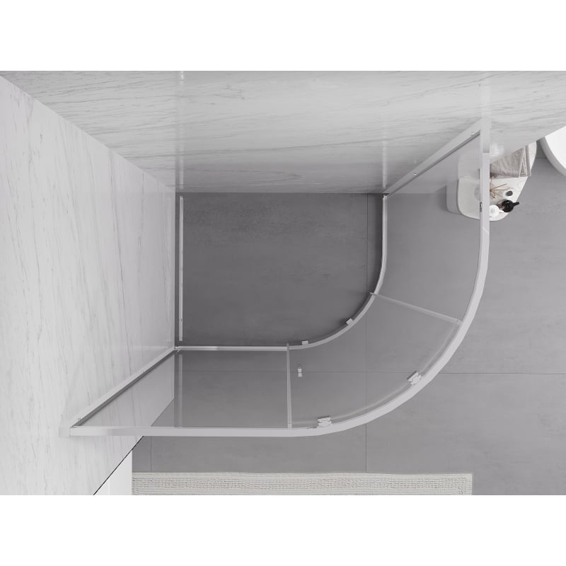 Mexen Exo cabine de douche asymétrique semi-circulaire coulissante 100 x 80 cm, transparent, chrome - 8131-100-080-01-00