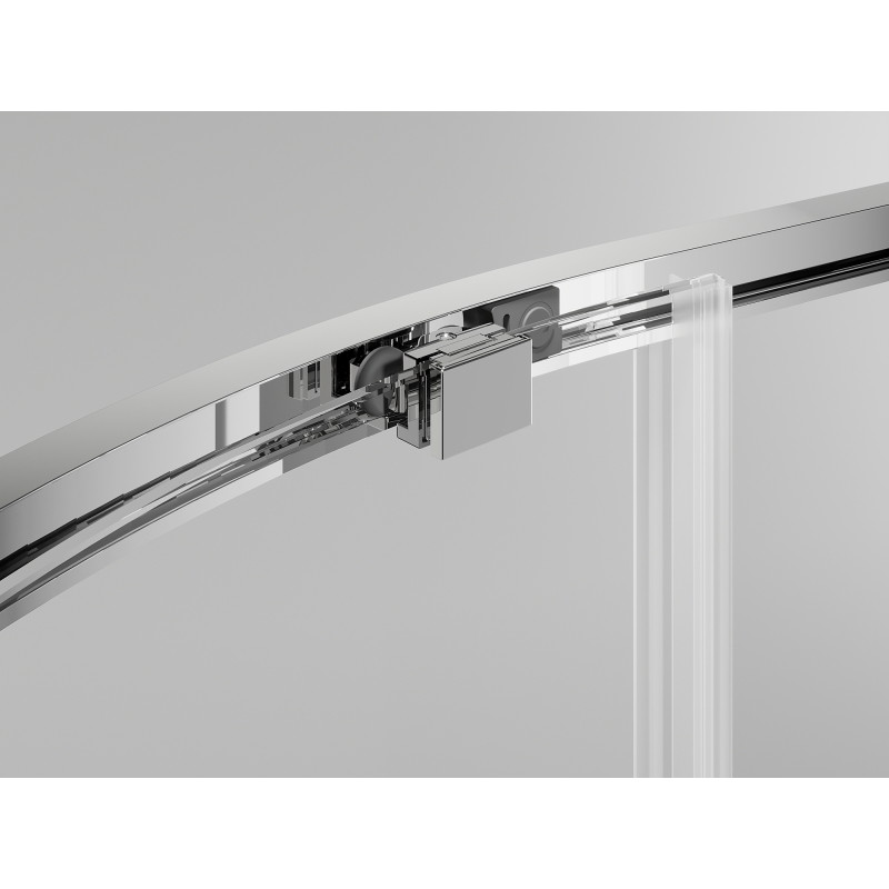 Mexen Exo asimetrična polkrožna pršna kabina s pomičnimi vrati 100 x 80 cm, prozorna, krom - 8131-100-080-01-00