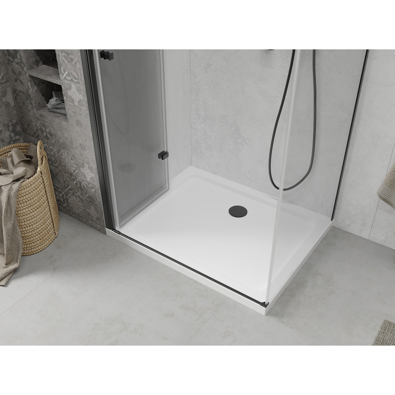 Mexen Lima cabine de douche pliante 90 x 110 cm, transparente, noire + bac à douche Flat, blanc - 856-090-110-70-00-4010B