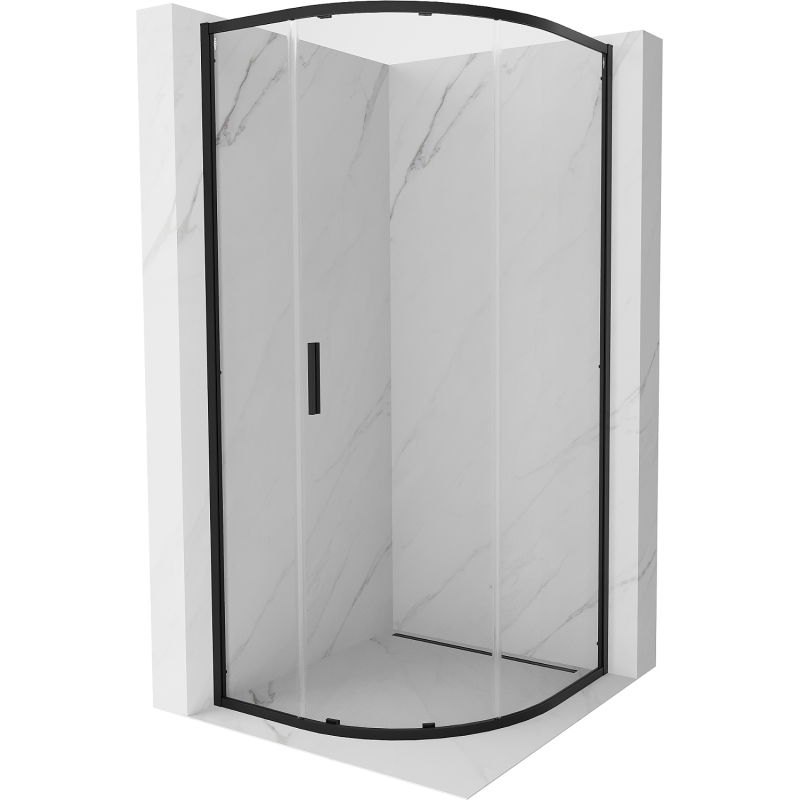 Mexen Exo halbkreisförmige Duschkabine zum Schieben 80 x 80 cm, transparent, schwarz - 8131-080-080-70-00