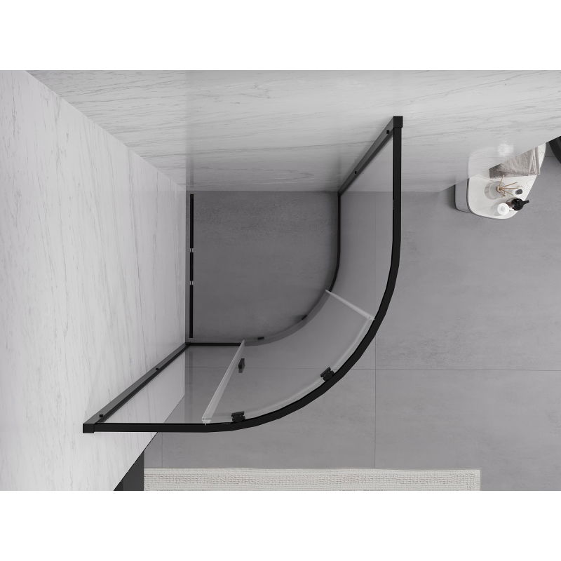 Mexen Exo cabine de duche semicircular deslizante 70 x 70 cm, transparente, preta - 8131-070-070-70-00
