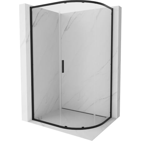Mexen Exo Duschkabine Halbkreis asymmetrisch Schiebetür 100 x 80 cm, transparent, schwarz - 8131-100-080-70-00