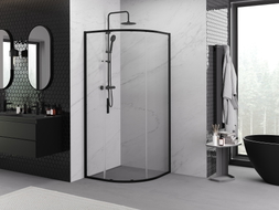 Mexen Exo-S cabine de douche semi-circulaire coulissante 90 x 90 cm, transparent, noir - 8131-090-090-70-00