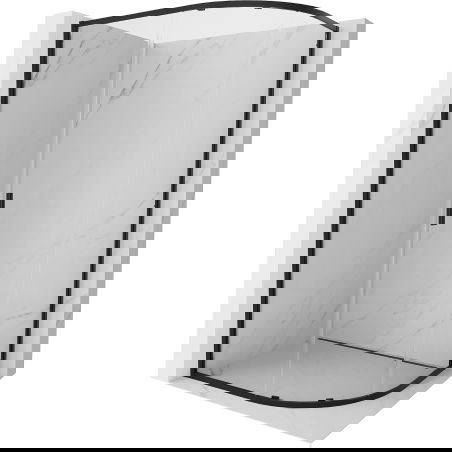 Mexen Exo kabīne dušas pusapaļa asimetriska bīdāma 100 x 90 cm, caurspīdīga, melna - 8131-100-090-70-00