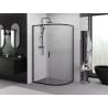 Mexen Exo-S cabina doccia semicircolare asimmetrica scorrevole 100 x 80 cm, trasparente, nero - 8131-100-080-70-00