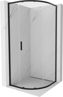Mexen Exo halve ronde douchecabine met schuifdeur 100 x 100 cm, transparant, zwart - 8131-100-100-70-00