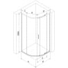 Mexen Exo Duschkabine Halbkreis asymmetrisch Schiebetür 100 x 80 cm, transparent, schwarz - 8131-100-080-70-00