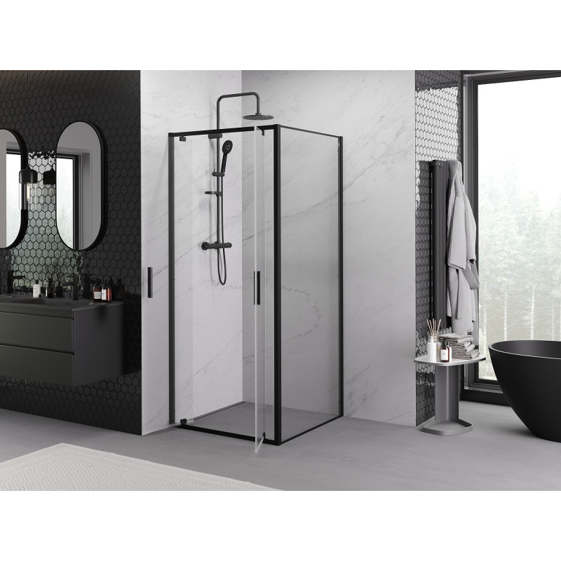 Mexen Exo-BR Duo kabina prysznicowa uchylna 80 x 80 cm, transparent, czarna - 8182-080-080-70-00