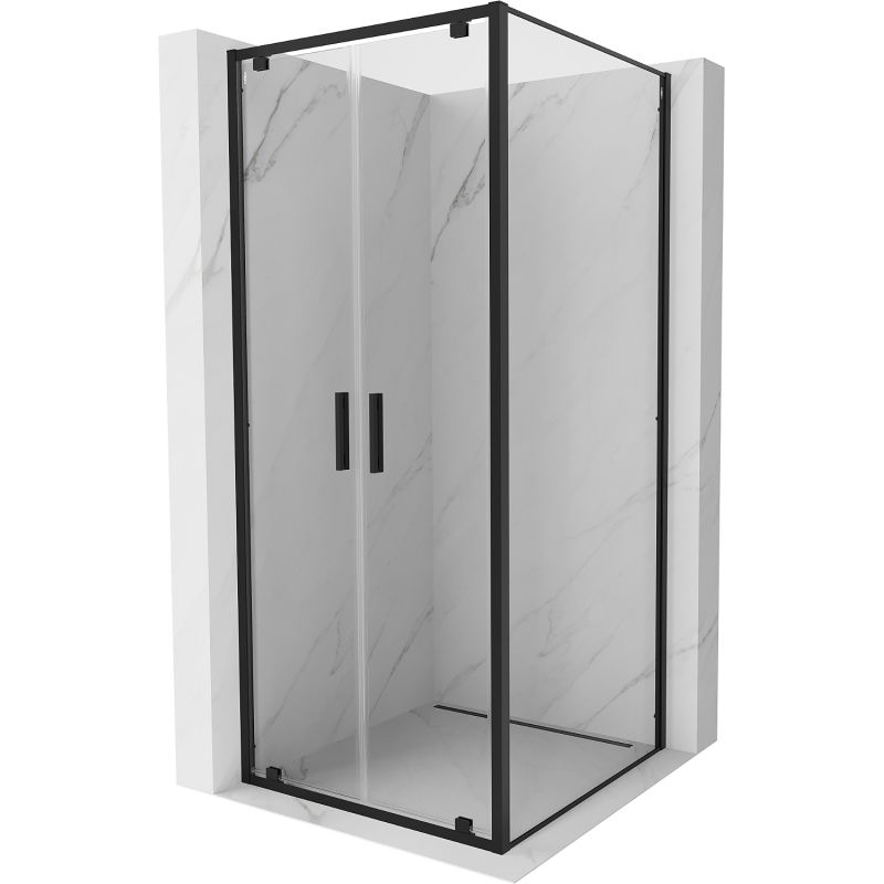 Mexen Exo cabine de douche battante 80 x 80 cm, transparent, noir - 8182-080-080-70-00
