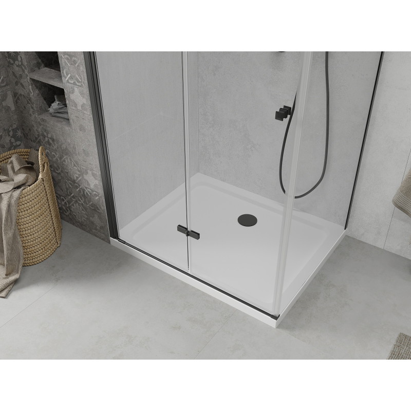 Mexen Lima folding shower cabin 100 x 110 cm, transparent, black + Flat shower tray, white - 856-100-110-70-00-4010B
