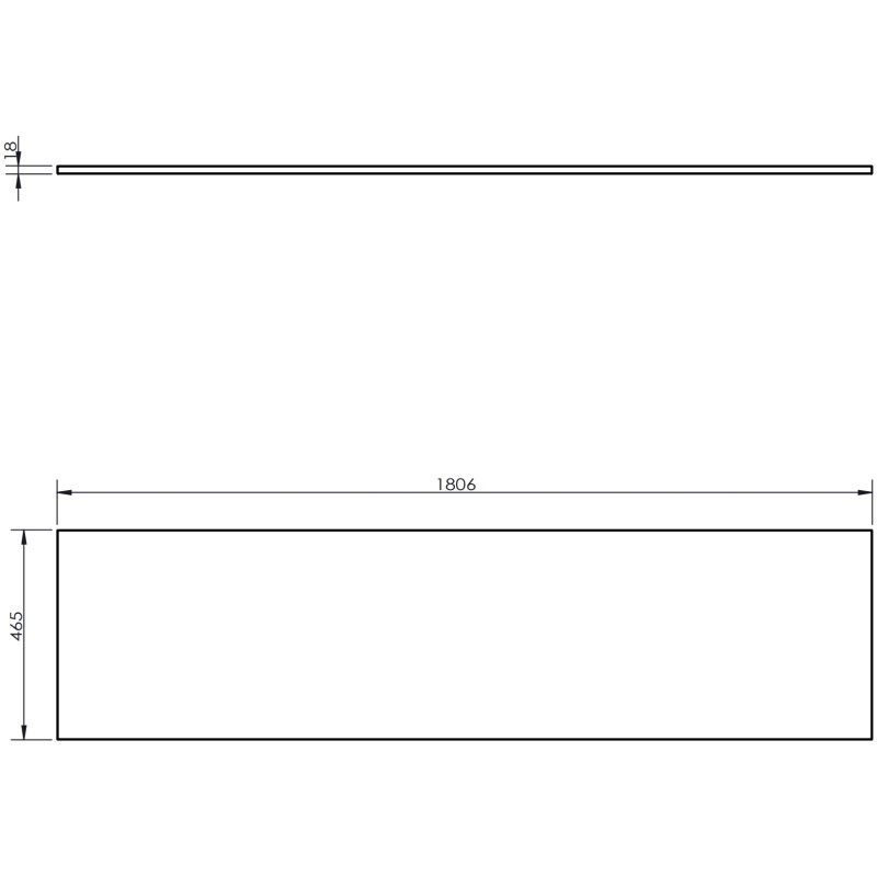 Mexen Uni 180 cm kapinaplaat, must matt - 91AXX-1804-464-18-71