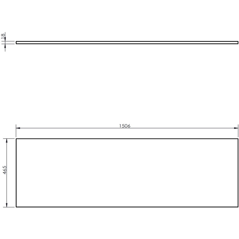 Mexen Uni kappplaat 150 cm, hall matt - 91AXX-1504-464-18-62