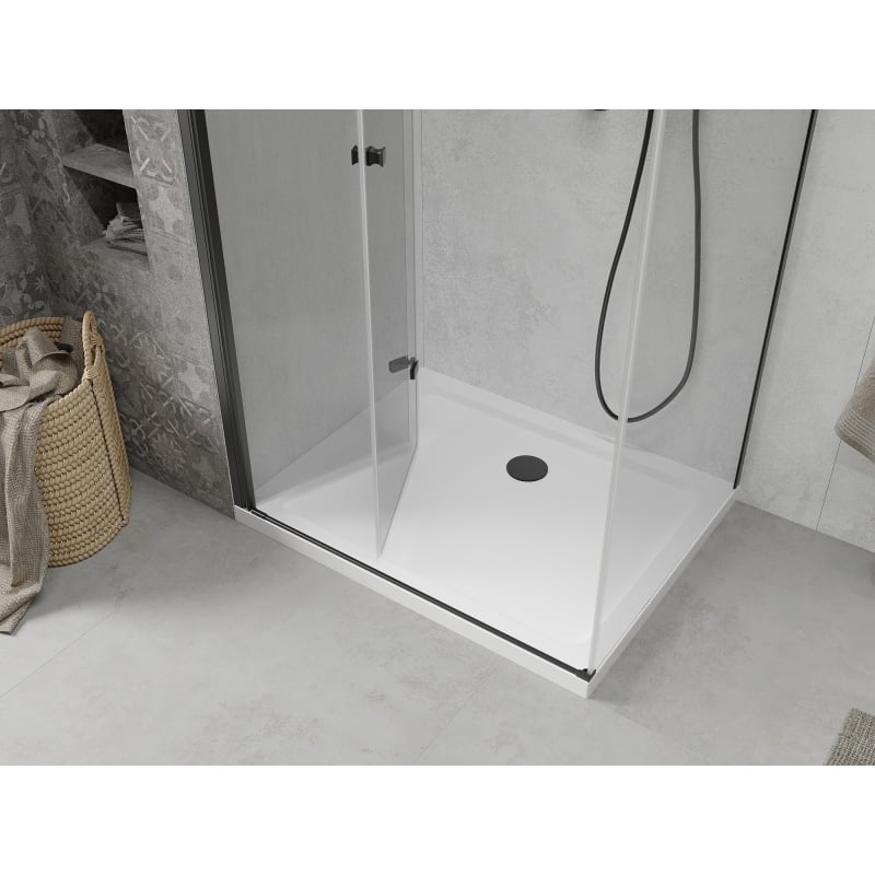 Mexen Lima folding shower cabin 120 x 90 cm, transparent, black + Flat tray, white - 856-120-090-70-00-4010B