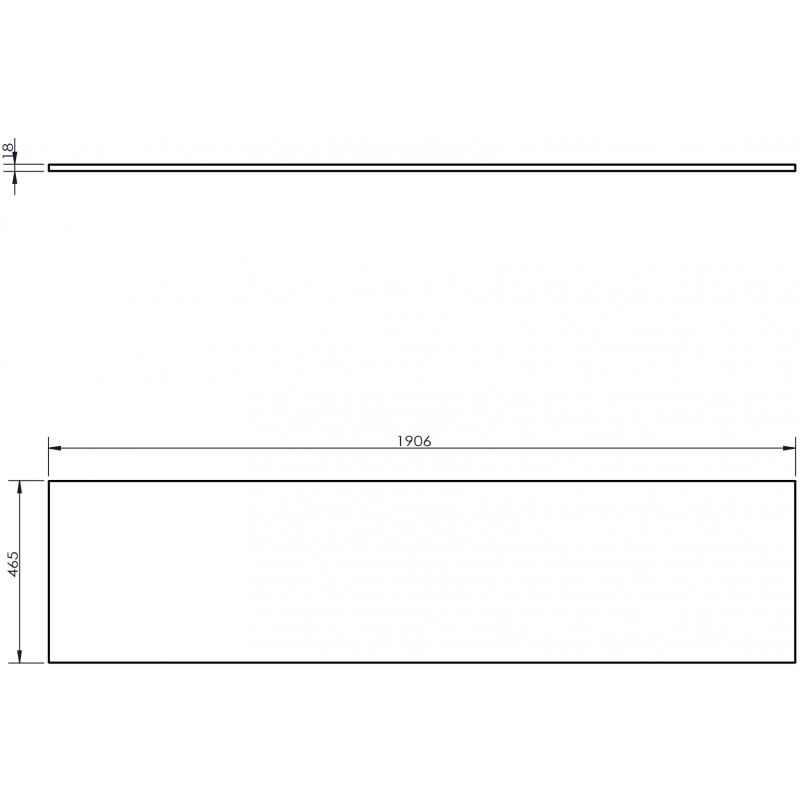 Mexen Uni Yöpöydän taso 190 cm, harmaa matta - 91AXX-1904-464-18-62