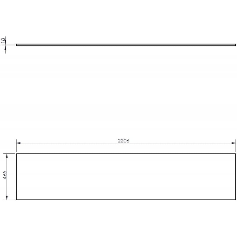 Mexen Uni encimera de 220 cm, gris mate - 91AXX-2204-464-18-62