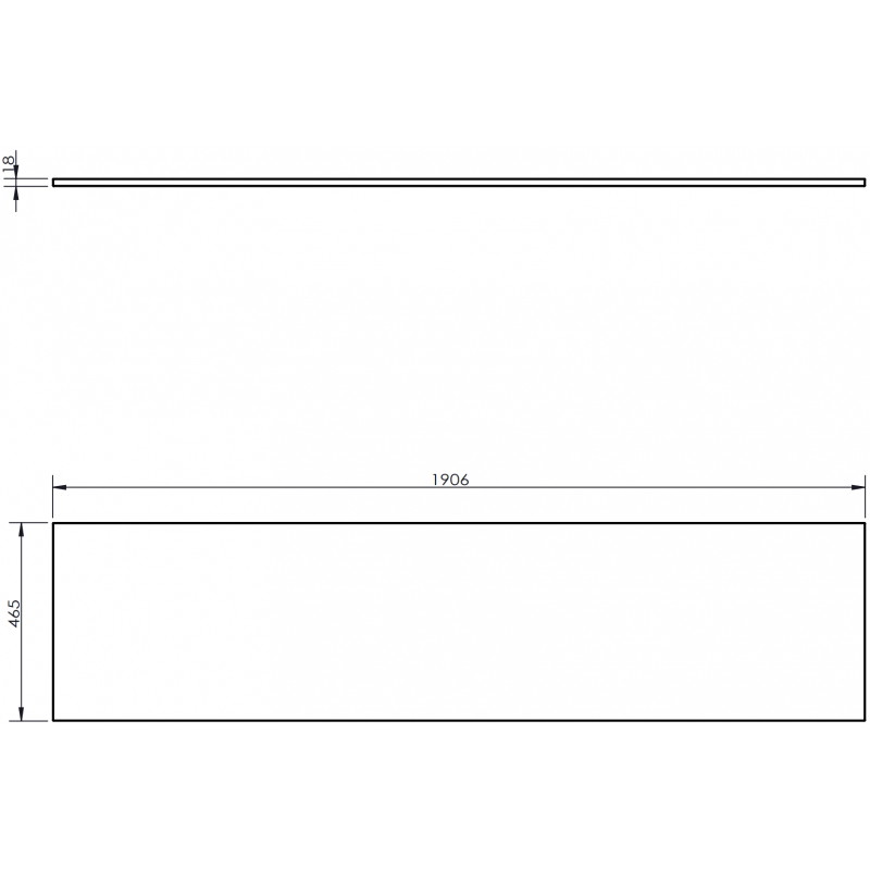 Mexen Uni blat naszafkowy 190 cm, czarny połysk - 91AXX-1904-464-18-70