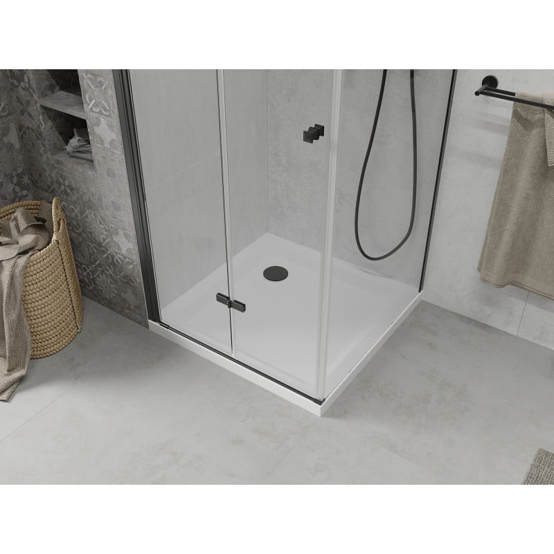Mexen Lima folding shower cabin 70 x 70 cm, transparent, black + Flat tray, white - 856-070-070-70-00-4010B