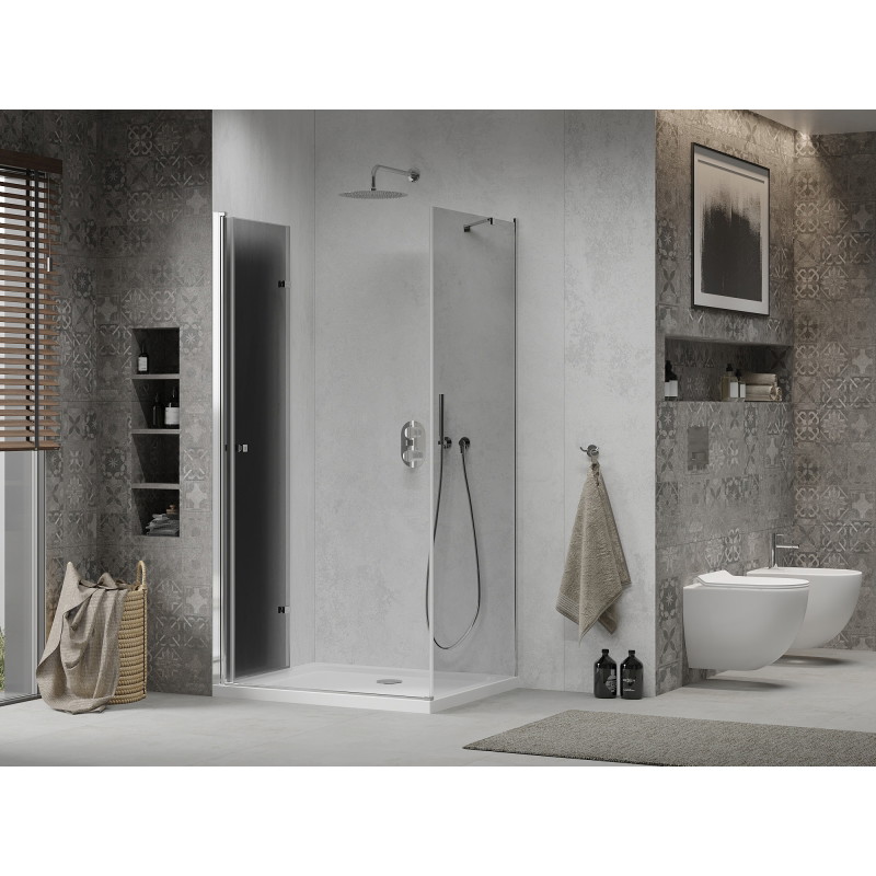 Mexen Lima kokkupandav dušinurk 70 x 100 cm, grafiit, kroom + Flat dušialus, valge - 856-070-100-01-40-4010