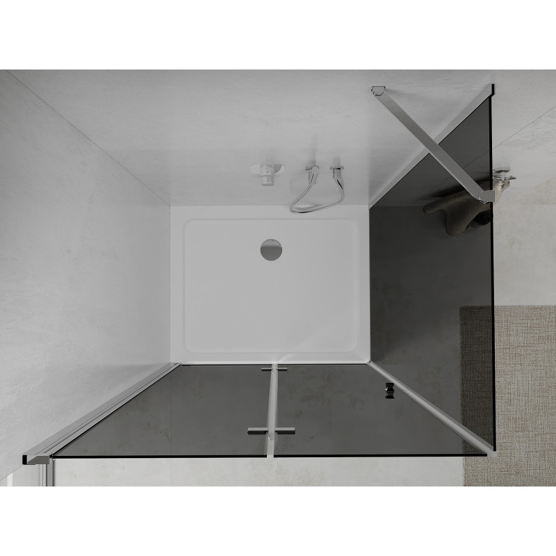 Mexen Lima kokkupandav dušinurk 70 x 100 cm, grafiit, kroom + Flat dušialus, valge - 856-070-100-01-40-4010