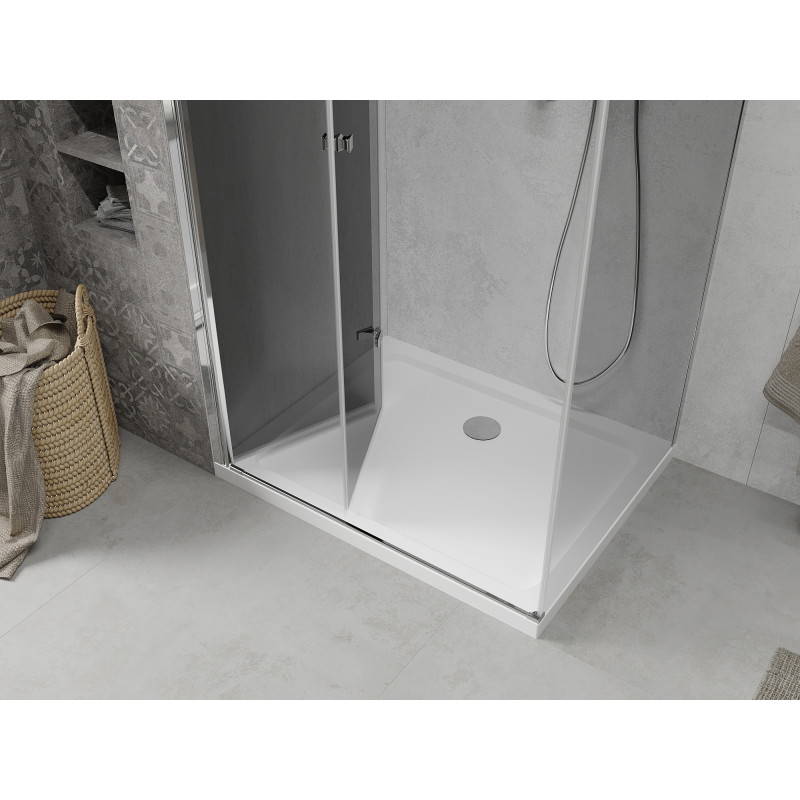 Mexen Lima kokkupandav dušikabiin 70 x 110 cm, grafiit, kroom + Flat alus, valge - 856-070-110-01-40-4010