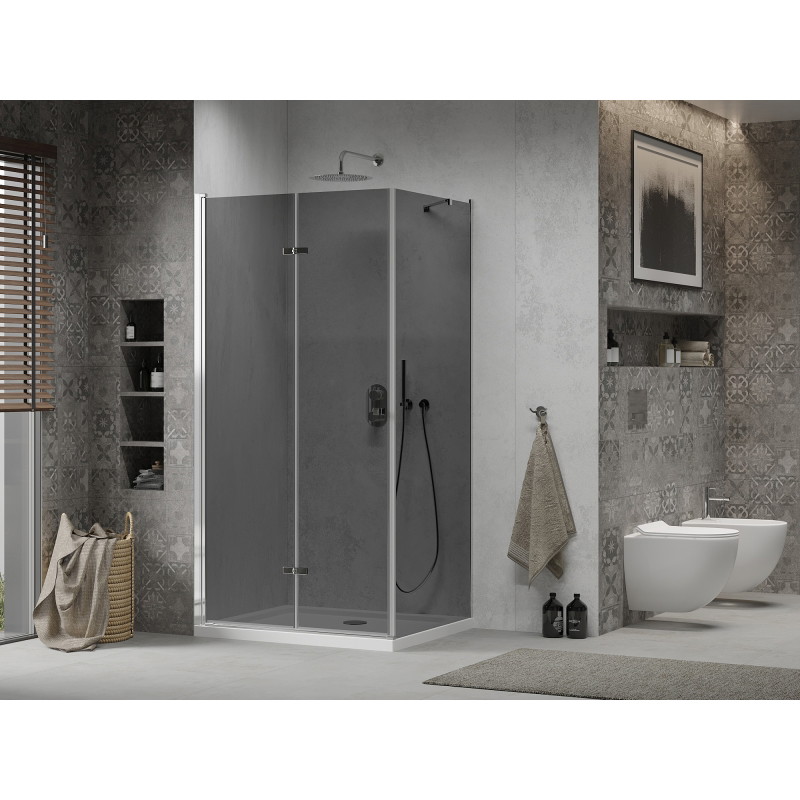 Mexen Lima kokkupandav dušikabiin 70 x 110 cm, grafiit, kroom + Flat alus, valge - 856-070-110-01-40-4010