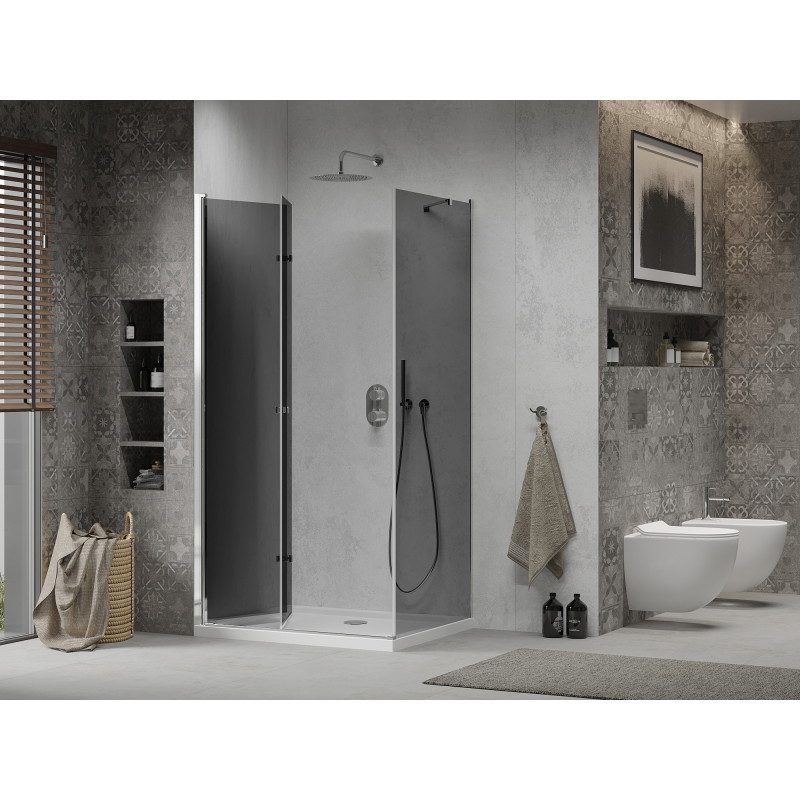Mexen Lima kokkupandav dušikabiin 70 x 120 cm, grafiit, kroom + Flat dušialus, valge - 856-070-120-01-40-4010