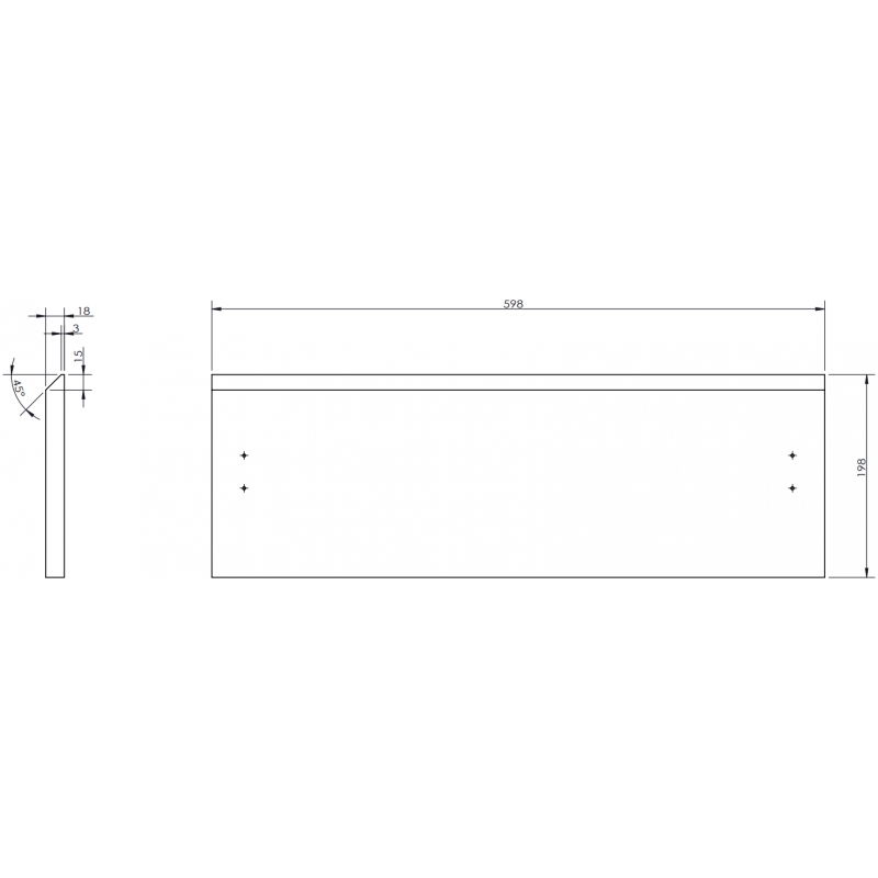 Mexen Rivel frontale scanalato per corpo mobile bagno 60 x 20 cm, grigio opaco - 91A20-0600-235-1-62