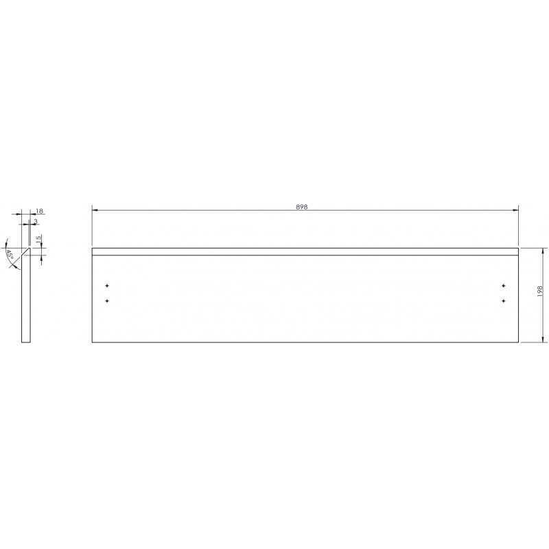 Mexen Rivel front ryflowany do korpusu szafki łazienkowej 90 x 20 cm, dąb - 91A20-0900-235-1-81