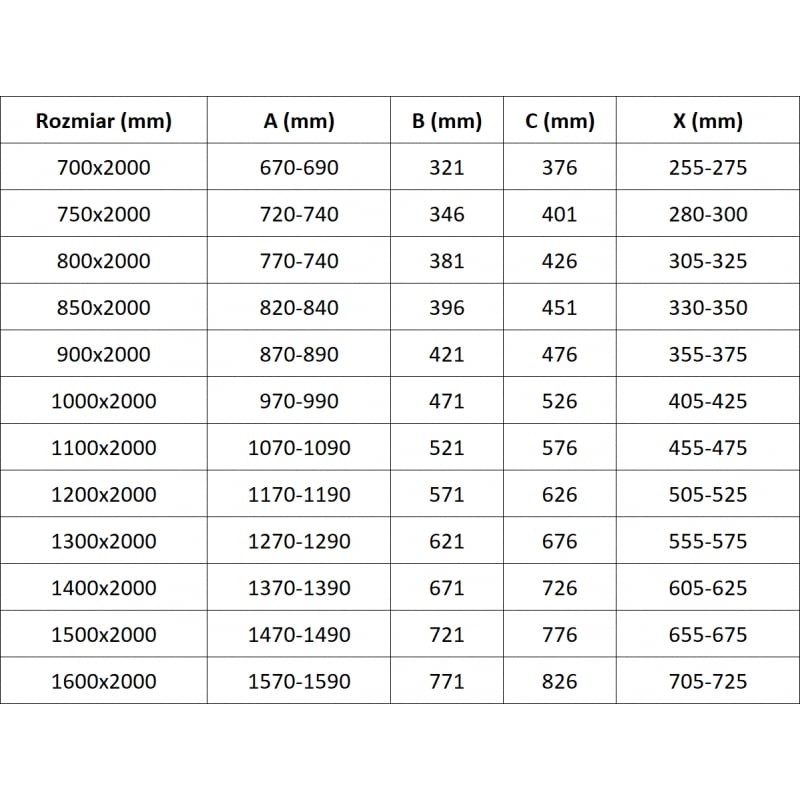 Mexen Velar Sliding Shower Screen Walk-in 75 x 200 cm, Graphite 8 mm, Black - 871-075-000-43-70