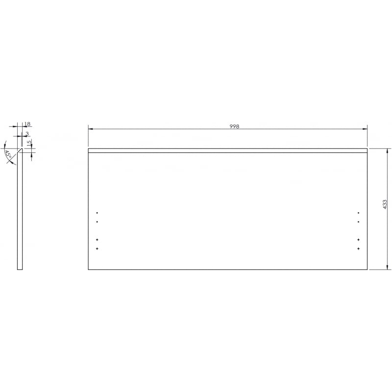 Mexen Rivel frente frisado para estrutura de armário de casa de banho 100 x 43,5 cm, cinza mate - 91A20-1000-470-1-62
