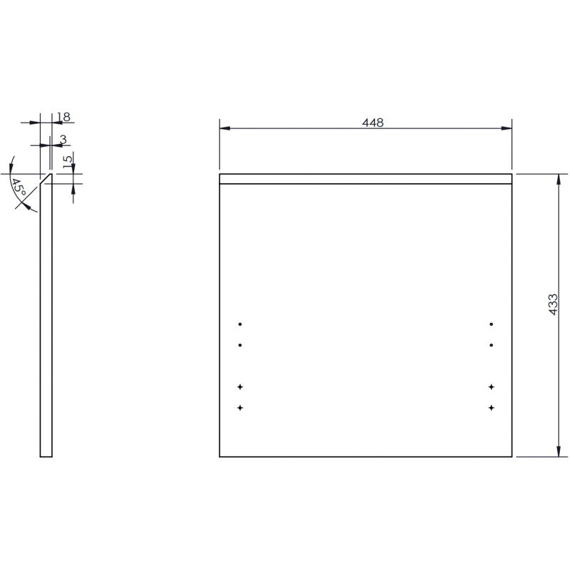 Mexen Rivel rievojams elements vannas istabas skapīša korpusam 45 x 43,5 cm, grafīta matējums - 91A20-0450-470-1-66