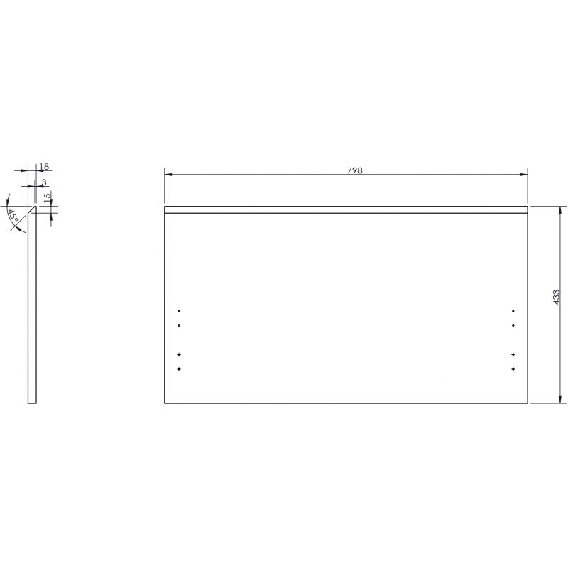 Mexen Rivel front rifft fir d'Kierper vun enger Buedzëmmerkabinn 80 x 43,5 cm, Grafit mat - 91A20-0800-470-1-66