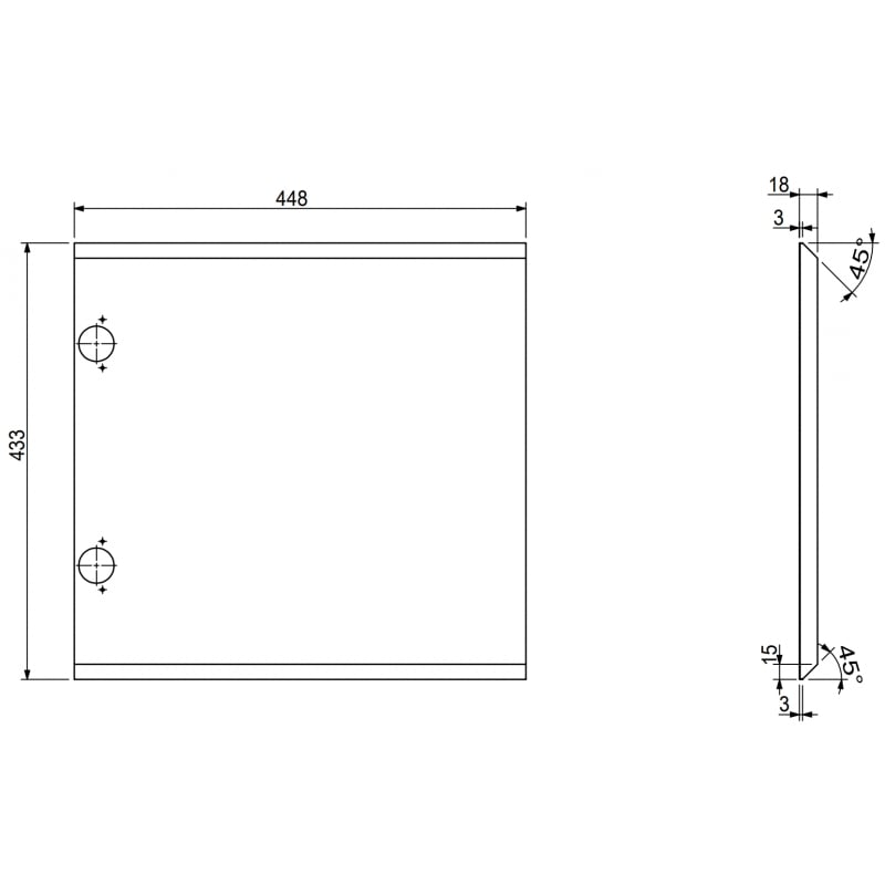 Mexen Rivel avant rainuré pour corps d'armoire de salle de bain 45 x 43,5 cm, gris mat - 91A21-0450-470-1-62