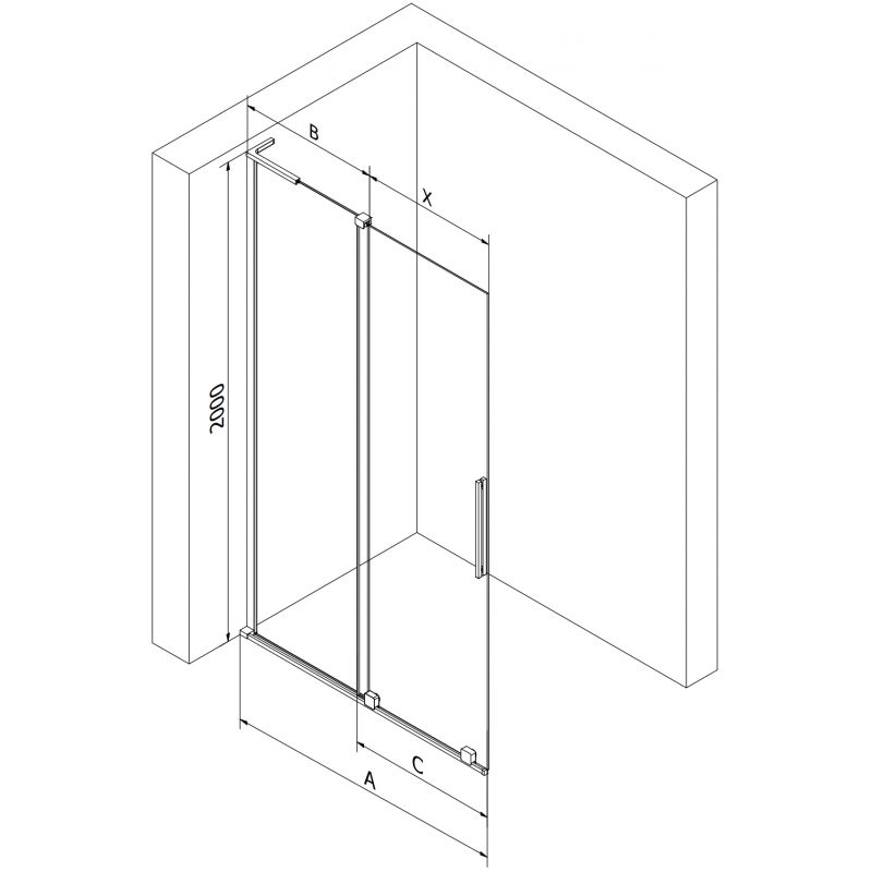 Mexen Velar L paroi de douche coulissante Walk-in 120 x 200 cm, transparent 8 mm, or rose - 871-120-003-03-60