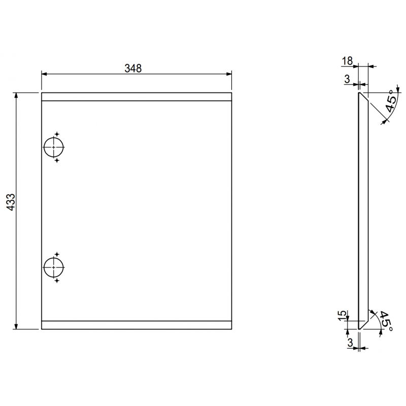 Mexen Rivel Front riwéiert fir de Korpus vum Buedzëmschaf 35 x 43,5 cm, Eech - 91A21-0350-470-1-81