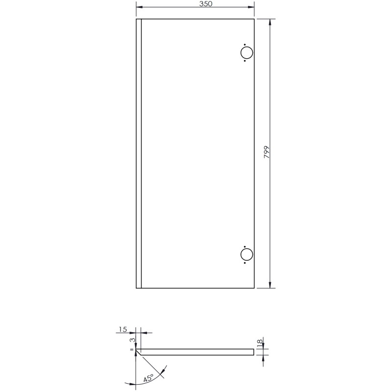Mexen Rivel façade rainurée pour le corps de l'armoire de salle de bain 35 x 80 cm (2 pièces), graphite mat