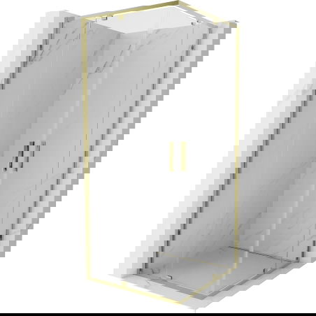 Mexen Exo fyrkantig duschkabin med gångjärn 80 x 80 cm, transparent, guld - 8110-080-080-50-00