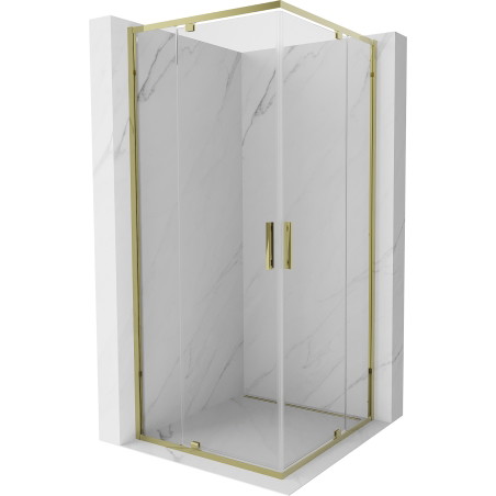Mexen Exo-R Duo kabina prysznicowa kwadratowa uchylna 80 x 80 cm, transparent, złota - 8110-080-080-50-00