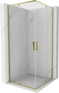 Mexen Exo-R Duo cabina de ducha cuadrada abatible 80 x 80 cm, transparente, dorada - 8110-080-080-50-00