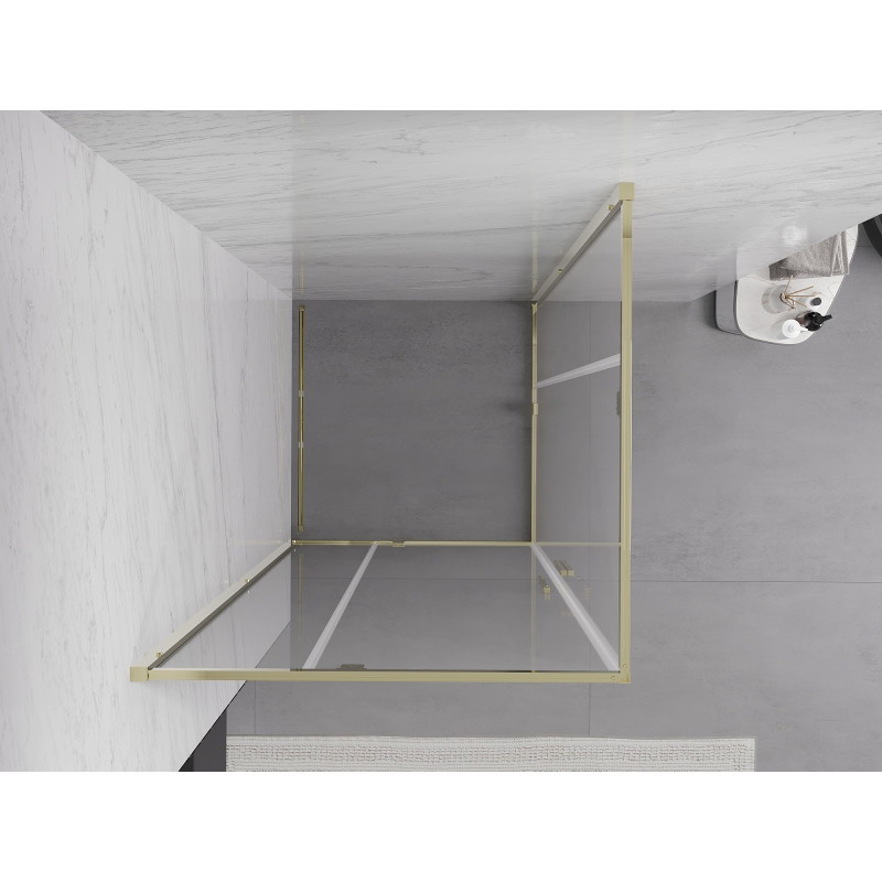Mexen Exo-R Duo fyrkantig svängbar duschkabin 80 x 80 cm, transparent, guld - 8110-080-080-50-00