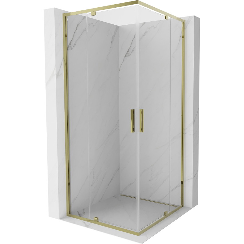 Mexen Exo-R Duo kabina prysznicowa kwadratowa uchylna 90 x 90 cm, transparent, złota - 8110-090-090-50-00