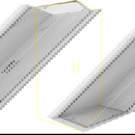 Mexen Exo kvadratna tuš kabina z nihajna vrata 90 x 90 cm, prozorna, zlata - 8110-090-090-50-00