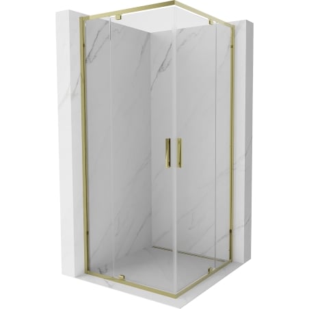 Mexen Exo-R Duo quadratische Duschkabine mit Schwingtür 90 x 90 cm, transparent, gold - 8110-090-090-50-00