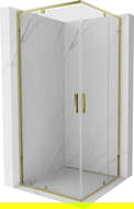 Mexen Exo kvadratisk duschkabin med svängdörr 90 x 90 cm, transparent, guld - 8110-090-090-50-00