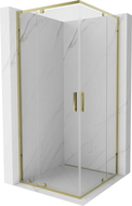Mexen Exo kvadratna tuš kabina z nihajna vrata 90 x 90 cm, prozorna, zlata - 8110-090-090-50-00