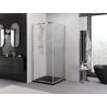 Mexen Exo-R Duo quadratische Duschkabine mit Schwingtür 90 x 90 cm, transparent, gold - 8110-090-090-50-00
