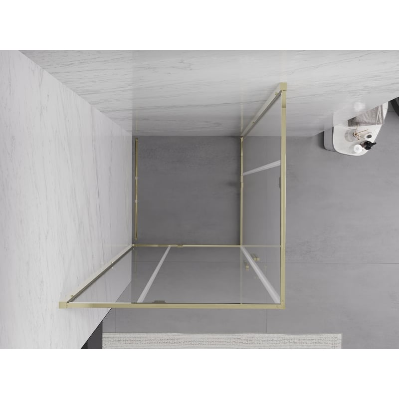 Mexen Exo cabina doccia quadrata girevole 90 x 90 cm, trasparente, oro - 8110-090-090-50-00