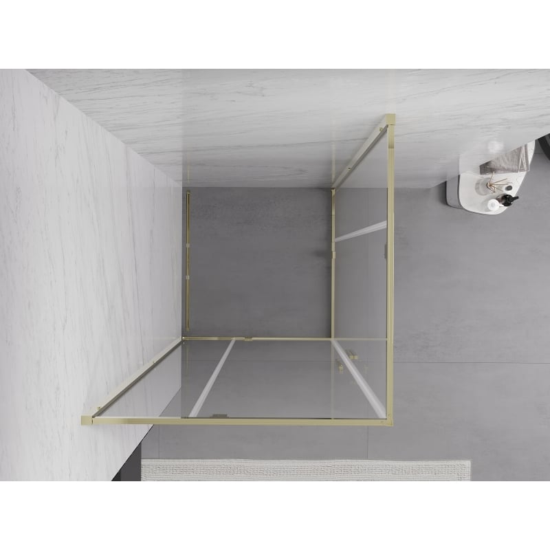 Mexen Exo-R Duo quadratische Duschkabine mit Schwingtür 90 x 90 cm, transparent, gold - 8110-090-090-50-00