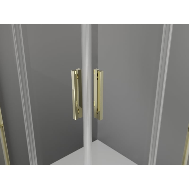 Mexen Exo cabina doccia quadrata girevole 90 x 90 cm, trasparente, oro - 8110-090-090-50-00